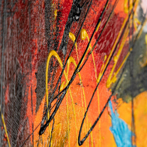 Detailansicht Acrylstruktur farbenfrohe abstrakte Wanddeko