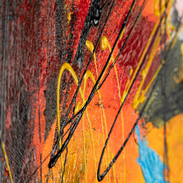 Detailansicht Acrylstruktur farbenfrohe abstrakte Wanddeko