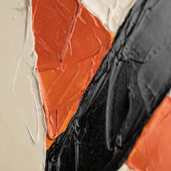 Nahaufnahme Farbflächen in Gelb, Orange, Schwarz mit Struktur