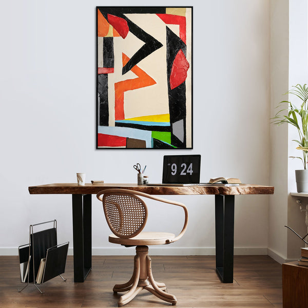 Handgemaltes Gemälde Geometrischer Rhythmus als Wanddeko im Büro