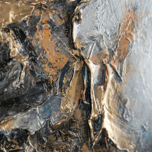 Strukturierte Acrylfarbe in Gold und Schwarz mit Detailtiefe