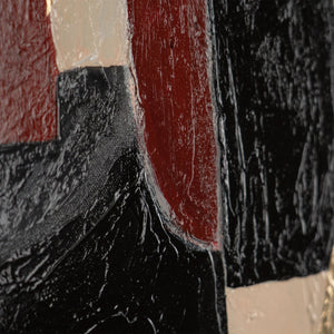 Strukturierte Acrylmalerei mit geometrischen Formen in Rot