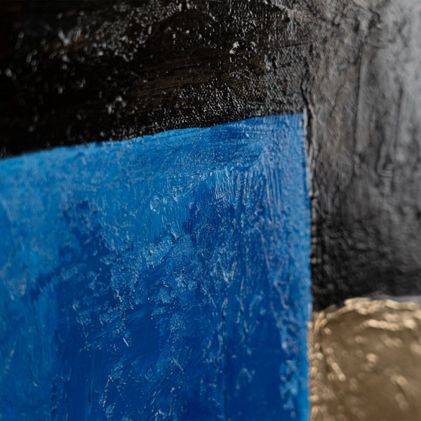 Nahaufnahme blauer Acrylbereich mit schwarzer Textur