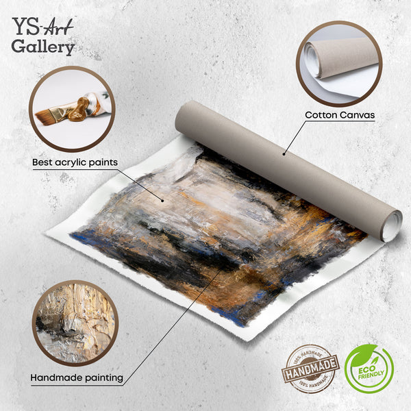 Infografik: Leinwandbild handgemalt mit Struktur, Acryl auf Baumwolle