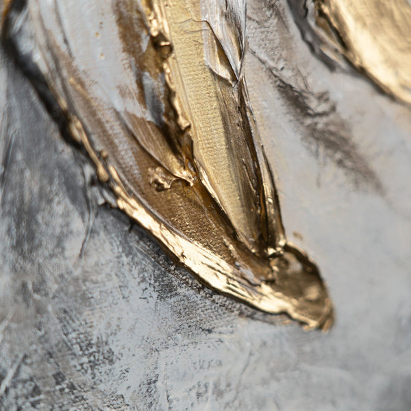 Strukturierte Acrylmalerei – Blütenblätter mit goldenem Relief