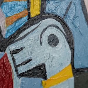 Nahaufnahme abstrakte Figur mit Textur und farbigen Details
