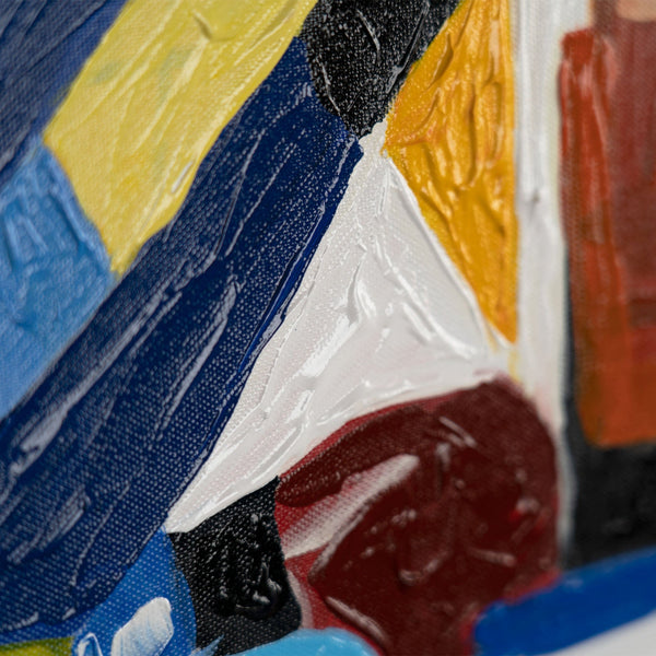Detailtextur in Acryl mit kräftigen Farben und Struktur