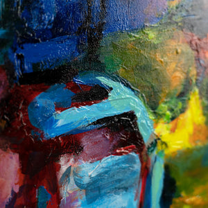 Detail bunter Boote in strukturierter Acrylmalerei