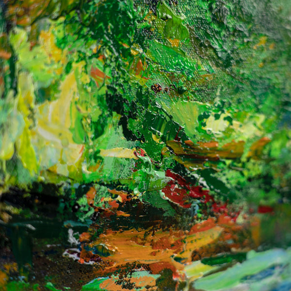 Detail grüne Natur – strukturierte Farben mit Impressionismus-Stil