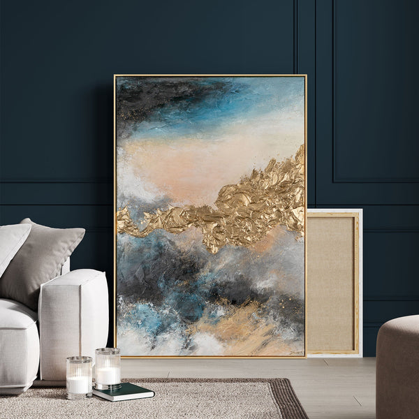Abstrakte Wandkunst mit Goldakzenten – Wohnzimmer Dekoration