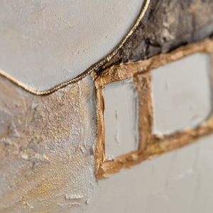 Texturdetails moderner Acrylmalerei mit goldener Akzentuierung