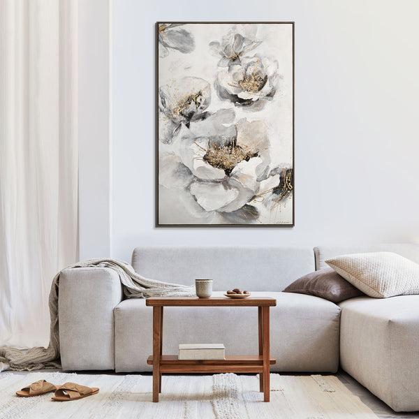 Moderne Wanddeko mit floralem Acrylbild – stilvolle Einrichtung Wohnzimmer