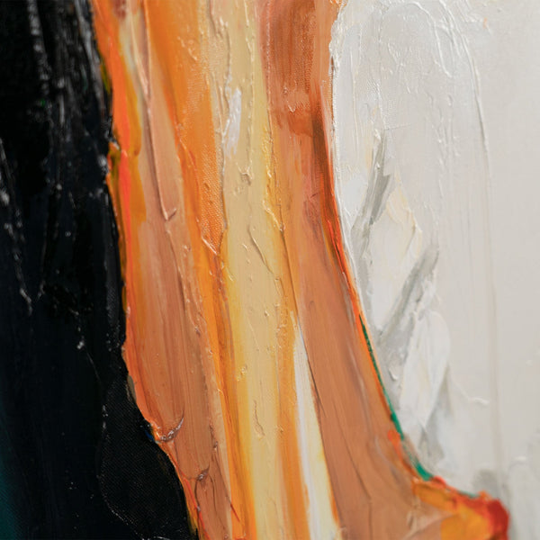Farbtextur mit Schwarz Grün Orange – abstraktes Gemälde auf Leinwand