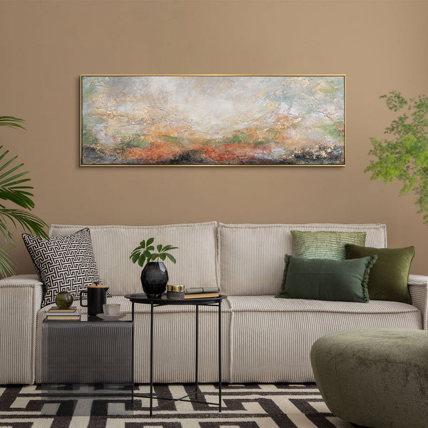Wandbild im Wohnzimmer – modernes Acrylbild über Sofa