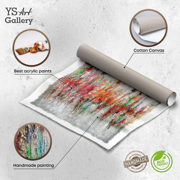 Infografik: Strukturierte Acrylkunst auf Leinwand, gerollt geliefert