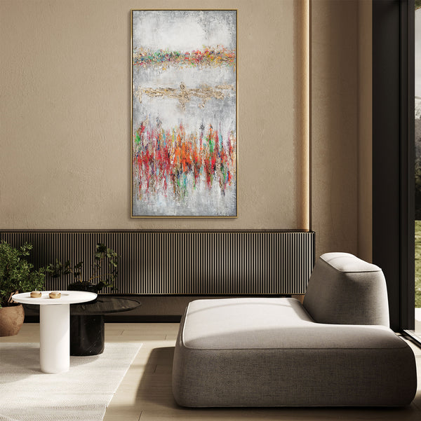 Wandbild mit Acrylstruktur und Farbakzenten im modernen Wohnraum
