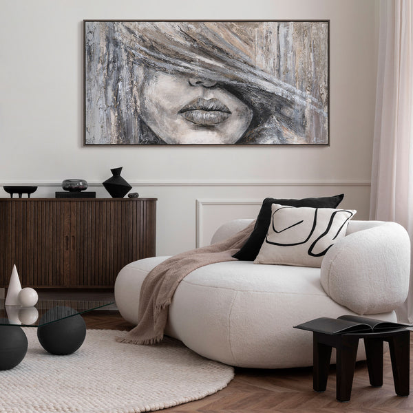 Wandbild mit stilisiertem Gesicht als moderne Deko im Interieur
