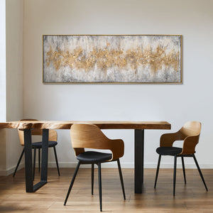 Moderne Wanddeko mit abstrakter Kunst – Goldbild im Esszimmer