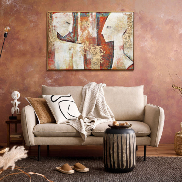 Großes abstraktes Wandbild mit Gesichtern – Wohnzimmer-Dekoration