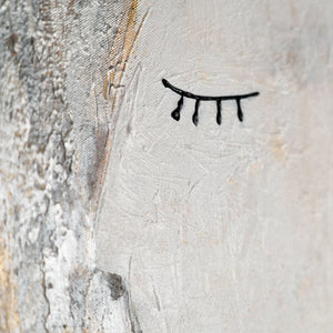 Detail des Gesichtsprofils mit geschlossenen Augen und Textur