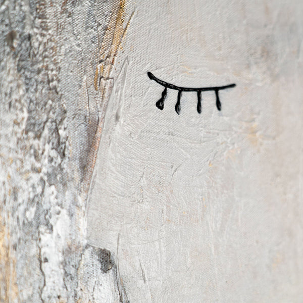 Detail des Gesichtsprofils mit geschlossenen Augen und Textur