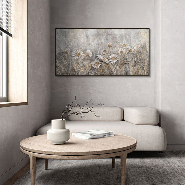 Blumen Wandbild im Interieur – modernes Acrylbild mit Struktur