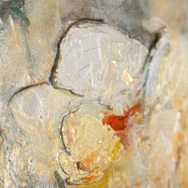 Strukturdetail in Acryl mit floralen Farbverläufen in Orange