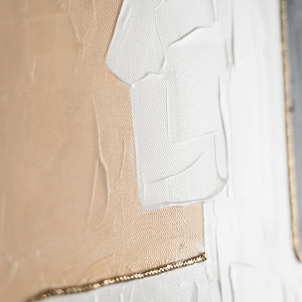 Strukturdetails des Acrylbildes mit geometrischen Figuren
