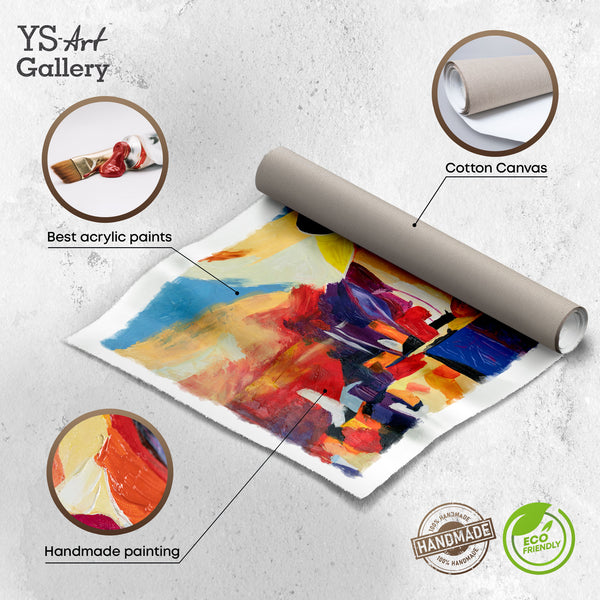 Handgemaltes Acrylbild mit Struktur auf Leinwand gerollt