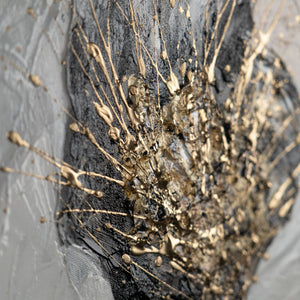 Goldstruktur Blütenzentrum abstraktes Blume Wandbild modern