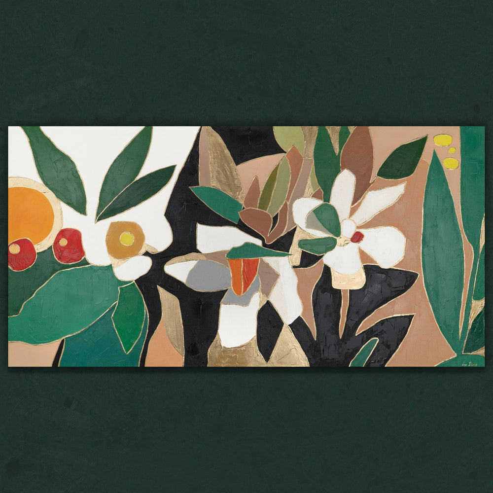 modernes Blumenbild auf Leinwand, bunte Gartenkomposition