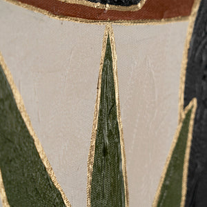 Detail gelber Kreis auf weißem Hintergrund – florales Acrylbild