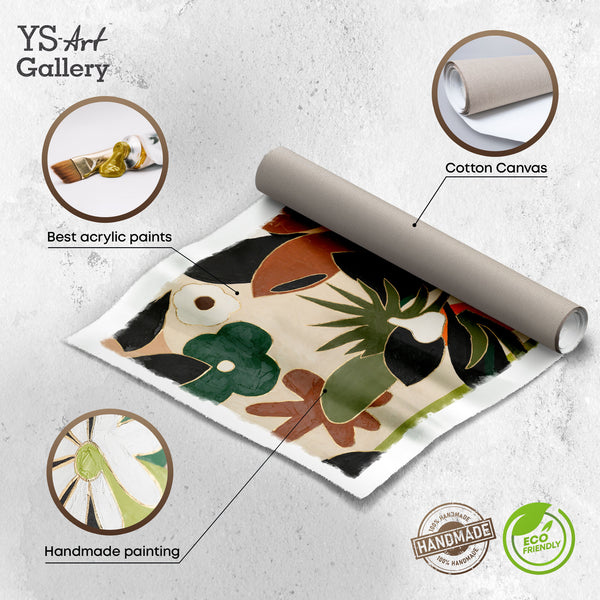 Handgemaltes Acrylbild mit floralen Mustern – Leinwand gerollt