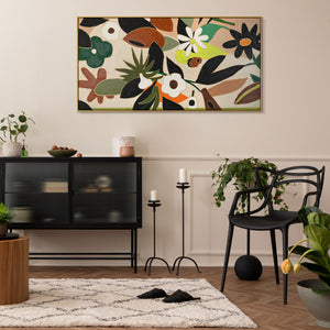 Bild auf Leinwand im Wohnzimmer – abstrakte florale Wanddeko
