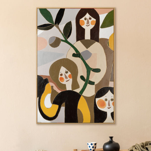 Wandbild mit abstrakter Frauenfigur als moderne Wohnraumdeko