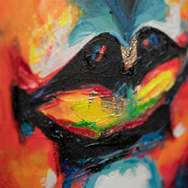 Nahaufnahme farbenfroher Lippen im Buddha Gemälde Acryl