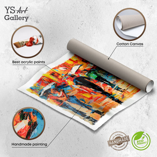 Infografik handgemaltes Acrylbild mit Stadtmotiv, gerollte Lieferung