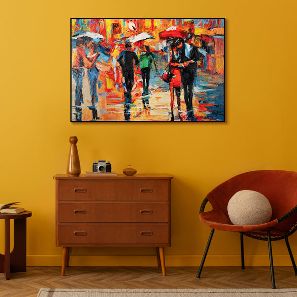 Bild im Wohnzimmer über Kommode – moderne Wanddeko
