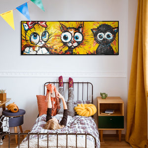 Katzenbild auf Leinwand als Wanddeko im Kinderzimmer