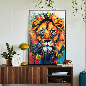 Wandbild Löwe „Herrlichkeit“ in modernem Wohnambiente