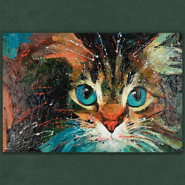 Katzenporträt mit blauen Augen – strukturiertes Acrylbild
