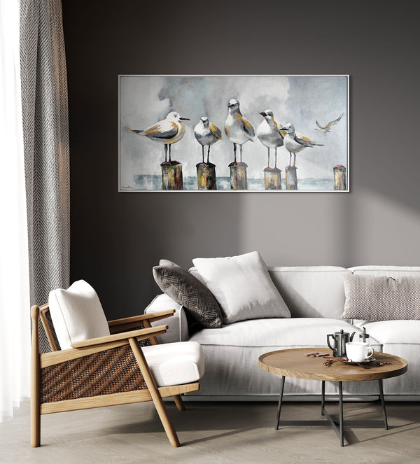 Bild „Möwen“ als elegante Wanddeko im modernen Wohnzimmer