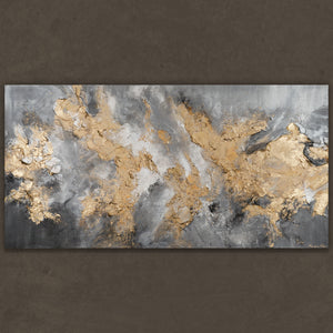 Abstraktes Strukturbild mit Goldmasse – Acrylkunst modern