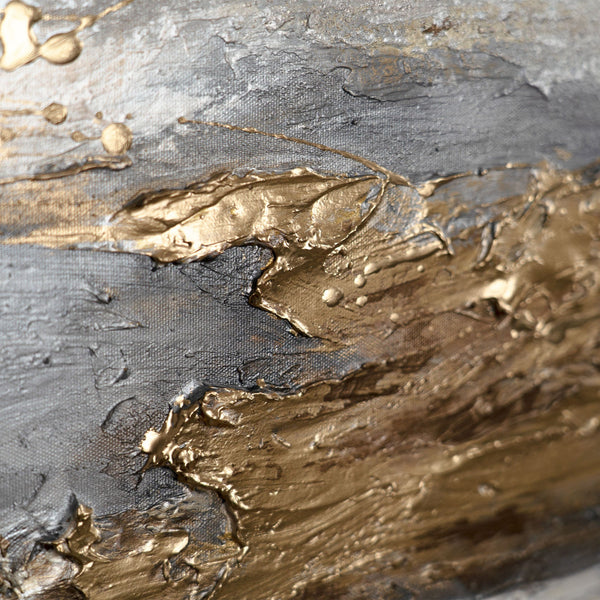 Detail der Acrylstruktur mit Gold und Erdtönen