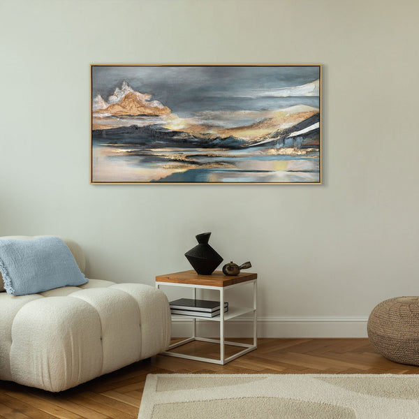 Strukturierte Landschaft auf Leinwand als Wandbild im modernen Raum