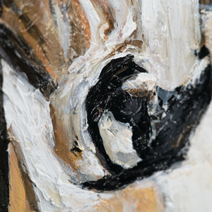 Close-up of expressive brushwork in horse's face and eyes