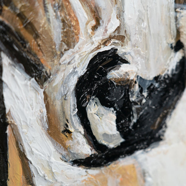 Close-up of expressive brushwork in horse's face and eyes