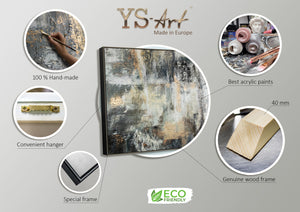 Abstrakte Acrylkunst Grau Gold Strukturmalerei Handarbeit