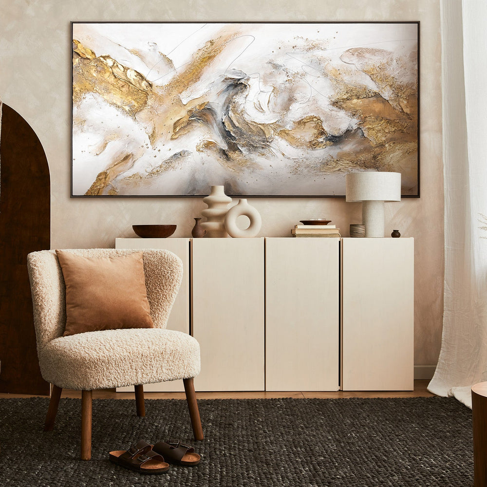 Großes Gemälde „Konsonanz“ als Wanddeko im Wohnzimmer