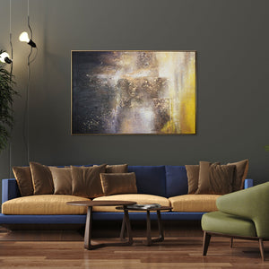 Abstraktes Leinwandbild Gold Grau Struktur moderne Kunst